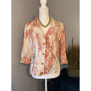 ❤️Chico’s Coral Print Linen Blazer
